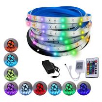 Fita Led 5050 Rgb 5m 300 Leds Dupla Face Controle Fonte Fita Led 5050 Rgb 5m 300 Leds Dupla Face Controle Fonte