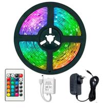 Fita Led 5050 Rgb Colorida Com Cola 10M Kit Completo 110/220