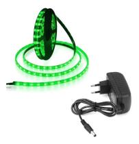 Fita Led 5050 Verde 5 Metros C/silicone Ip65 Mais Fonte 12v