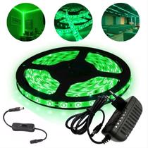 Fita Led 5050 Verde 5m Com Fonte 3A 12V e Interruptor P4
