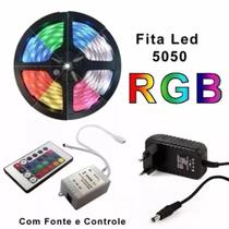 Fita Led 5m Rgb 16 Cores 5050 Pro D'agua + Fonte + Controle Fita Led 5m Rgb 16 Cores 5050 Pro D'agua + Fonte + Controle