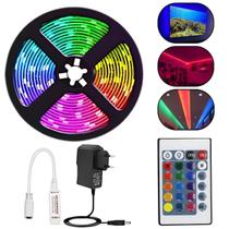 Fita Led 5m Rolo Rgb 300 Led + Controle + Fonte - Golden Sky