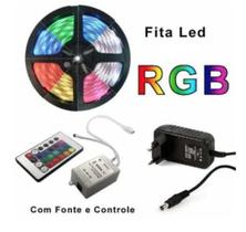 Fita Led 5m Ultra Rgb 3528 Prova D'agua + Fonte + Controle