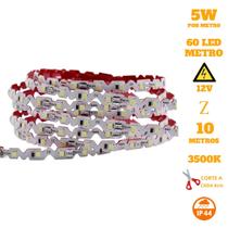 Fita LED 5W Curva S Zig Zag 3528 10 Metros 12V IP44 Branco Quente 3500K Fita LED 5W Curva S Zig Zag 3528 10 Metros 12V IP44 Branco Quente 3500K