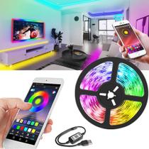 Fita LED Acionamento Bluetooth Com 90 LEDs 5050 RGB Controle APP Com 3 Metros USB IP65 DY8748 Fita LED Acionamento Bluetooth Com 90 LEDs 5050 RGB Controle APP Com 3 Metros USB IP65 DY8748