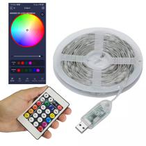 Fita Led Aplicativo Smart Aplicativo Celular Cores RGB App Ajustavel Luzes Iluminaçao Natal Gesso Arvore Sanca Mesa Escada Festa Pisca Pisca Decoraçao