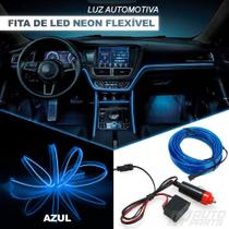 Fita LED Automotiva Luz Neon Interna Azul Painel e Portas Carro Tunning 5 metros - Nacional