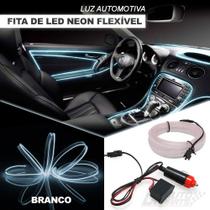 Fita LED Automotiva Luz Neon Interna Branco Painel e Portas Carro Tunning 5 metros - Nacional