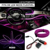 Fita LED Automotiva Luz Neon Interna Roxo Painel e Portas Carro Tunning 5 metros - Nacional