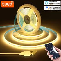 Fita LED COB WiFi Inteligente 5V USB 1M 2M 3M 5M Tuya Alexa Google Home