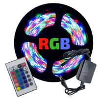 Fita Led Colorida 2835 RGB 5 Metros com Fonte e Controle Fita Led Colorida 2835 RGB 5 Metros com Fonte e Controle