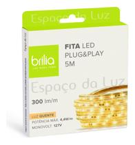 Fita Led Dimerizável 4,4w/m Ip66 127v 5m Luz Quente Brilia-435953