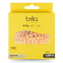 Fita led dimerizável 4,8w/m 4000k ip20 12v luz neutra 5m - brilia Fita led dimerizável 4,8w/m 4000k ip20 12v luz neutra 5m - brilia