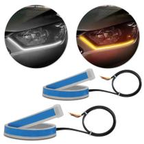 Fita Led Dual Color DRL Luz Farol Branca Pisca Amarela 60cm