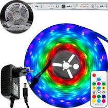 Fita Led Luz Rgb Colorida 2811 5 Metros 12v Ip65 + Controle + Fonte 3A