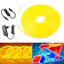 Fita Led Neon 5m Amarelo 12v Com Fonte 3A e Interruptor P4