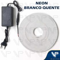Fita led neon flexivel 8w 12v 3000k(branco quente) 5 metros ip20 com fonte Fita led neon flexivel 8w 12v 3000k(branco quente) 5 metros ip20 com fonte
