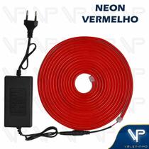 Fita led neon flexivel 8w 12v vermelho 5 metros ip20 com fonte Fita led neon flexivel 8w 12v vermelho 5 metros ip20 com fonte