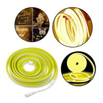 Fita Led Neon Flexível Luz Amarela 5 metros 120 LEDs Por Metro 12V - Genérica