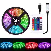 Fita Led RGB 5 Metros Controle Remoto com 16 Cores USB para TV PC Notebook