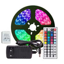 Fita LED RGB 5050 5 metros Fonte 3A Controle 44 Teclas DIY - KIT LED