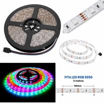 Fita LED RGB 5050 5m Controle Iluminação Colorida Alta Potência