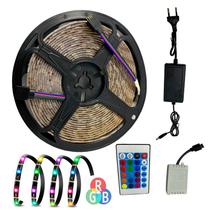 Fita Led Rgb 5050 Rolo 5m 300 Leds Prova D'água c/ Controle