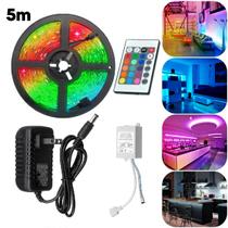 Fita Led Rgb 5m Brilho Colorido Neon Digital Fonte 110v/220v