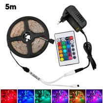 Fita Led Rgb 5M Brilho Multicores Digital Fonte Iluminação