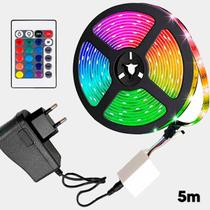 Fita Led Rgb 5M Colorida Digital Iluminação Controle Brilho