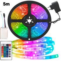 Fita Led Rgb 5m Digital Multicores Controle Luz Brilho Neon