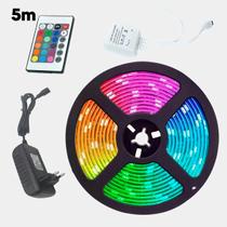 Fita Led Rgb 5m Luz Iluminação Multicores Flexível Fonte