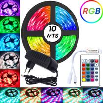 Fita Led Rgb Colorida 3528 + Fonte + Controle Prova Dágua