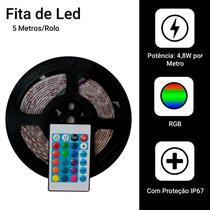 Fita LED RGB + Controle + Fonte: Ilumine com Versatilidade!