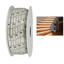Fita LED SMD 3000K 127V 100 Metros Perfil Fita Dupla Face Plug Conector Sanca Gesso Recepçao Sala Quarto Iluminaçao Ambiente Comercial Residencial
