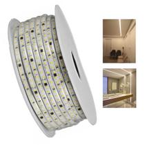 Fita LED SMD 4000K 127V 100 Metros Plug Conector Fita Dupla Face Perfil Sanca Gesso Quarto Sala Comercial Residencial Multiuso Iluminaçao