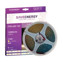 Fita Led Tom Quente 5m 2700k Ip65 12w 1200lm 12v Save Energy