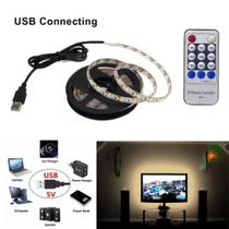 Fita LED USB 5V 5050 Branco Quente 150 LED Black Silicone 3 metros + Controle Dimmer