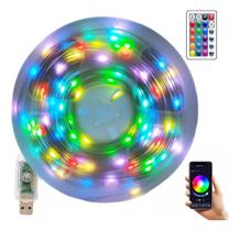 Fita Led USB Rgbw Multicolor Controle por App 7 Funcoes Bluetooth Colorida Tv Quarto 10m