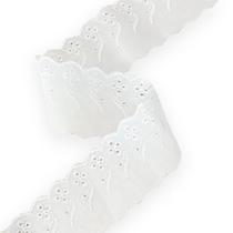 Fita Lese Laise Bordado Inglês 7,5cm X 13,7m Branco - 3 Un Fita Lese Laise Bordado Inglês 7,5cm X 13,7m Branco - 3 Un