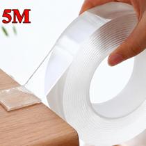 Fita Mágica Adesiva Dupla Face Super Forte Transparente Lavável Nano Gel Auto Colante 5M Cola na Parede Móvel Porta Cole na Superfície Reutilizável