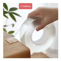 Fita Mágica Super Colante Transparente Reutilizável Premium 3 metros