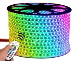 Fita Mangueira Led Rgb 20m 5050 Ip68 Fonte + Controle 220v