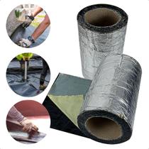 Fita Manta Asfáltica Alumínio 20cm x 10m Auto Adesiva Impermeabilizante Veda Tudo Telhado Calha Rufos Anti Vazamento Alta Resistência