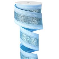 Fita MAYREEL de cetim com fio azul empoeirado com listra brilhante de 2,5 cm