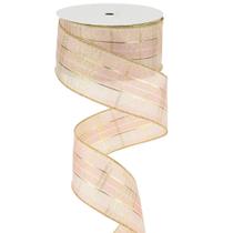 Fita MEEDEE Rose Gold Buffalo Plaid 6,3 cm x 23 m com fio Fita MEEDEE Rose Gold Buffalo Plaid 6,3 cm x 23 m com fio