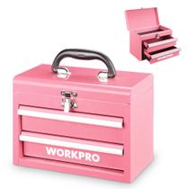 Fita metálica rosa metálica portátil Toolbox WORKPRO Mini com 2 gavetas