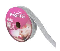 Fita Metalizada 15 mm M004 COR 218 Prata 10 mts Fitas Progresso - Inspire sua Festa Loja