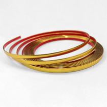 Fita Metalizada Auto Colante PVC 6,5mm p Decoração de Móveis e Paredes Dourado 5M