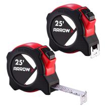 Fita métrica Arrow 25 pés com bloqueio automático com frações de 1/8 , pacote com 2 Fita métrica Arrow 25 pés com bloqueio automático com frações de 1/8 , pacote com 2